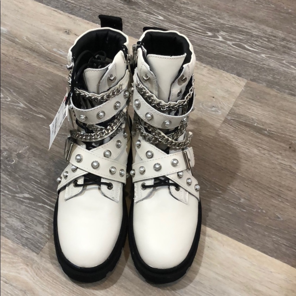 Zara leather moto ankle boot